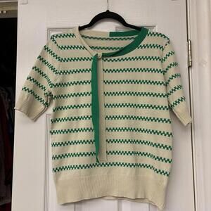 Unbranded Green & Tan Short Sleeve Work Sweater. Size XL. Work Casual Office
